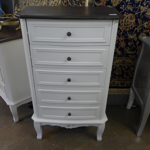 1489 - A five drawer tallboy with contrasting top