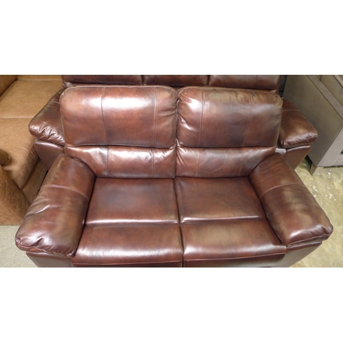 1498 - A Charly chestnut three and two seater sofa