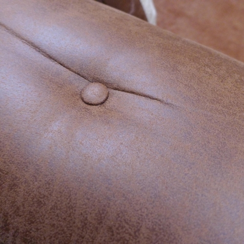 1507 - A County brown leather effect buttoned and studded four and three seater sofas