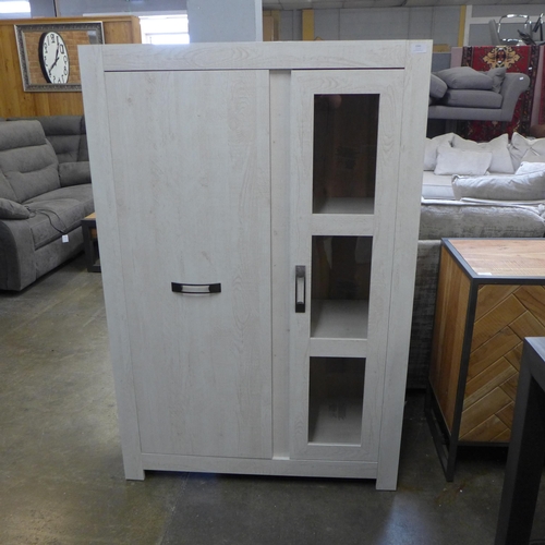 1541 - A white oak effect two door display cabinet