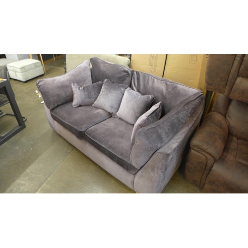 1543 - A periwinkle upholstered two seater with oak feet