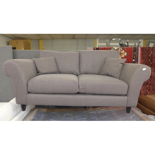 1559 - An Emma valdez mink upholstered two and three seater sofas