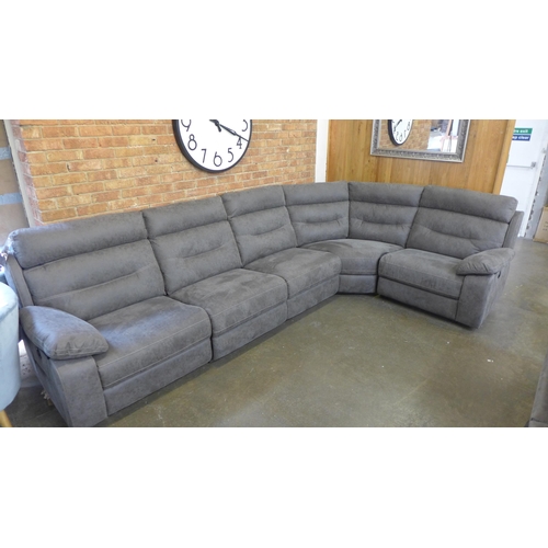 1562 - An Alexander fossil grey curved corner sofa