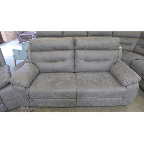 1563 - An Alexander fossil grey power reclining three seater sofa and armchair