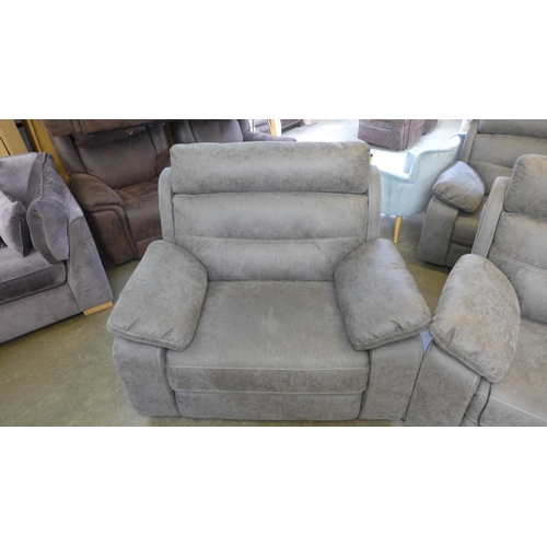 1563 - An Alexander fossil grey power reclining three seater sofa and armchair