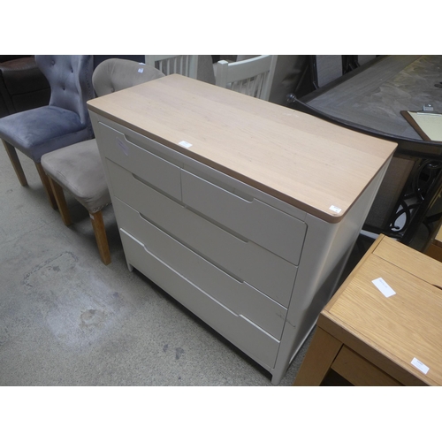 1682 - A white painted and washed oak two over three chest of drawers