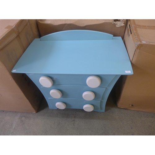 1691 - A Funky light blue and white three drawer chest of drawers (Display)