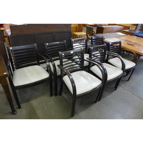 124 - A set of seven Art Deco beech chairs