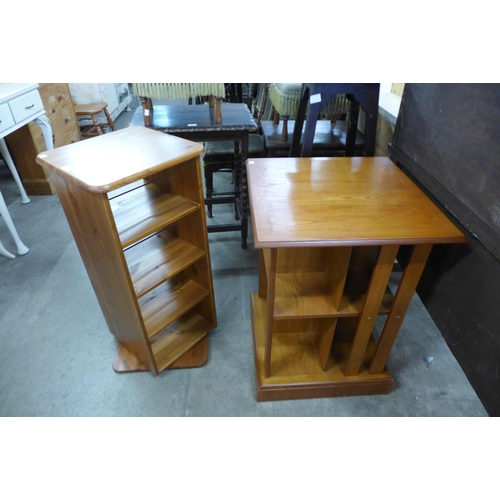 160 - A pine revolving bookcase and an oak bookcase