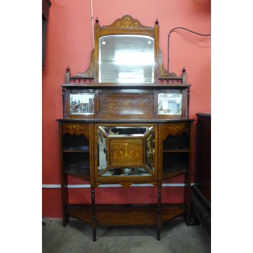 23 - An Edward VII inlaid rosewood mirrorback side cabinet