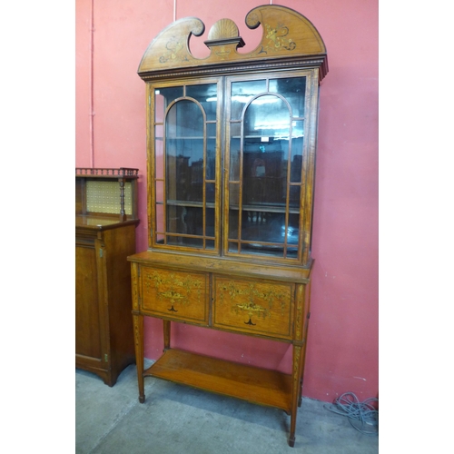 26 - An Edward VII Sheraton Revival marquetry inlaid satinwood side cabinet