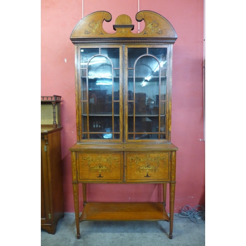 26 - An Edward VII Sheraton Revival marquetry inlaid satinwood side cabinet