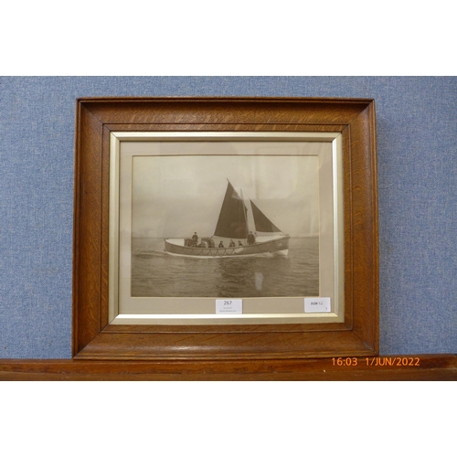 267 - A vintage black and white photograph, Beven of Cowes Lifeboat, framed