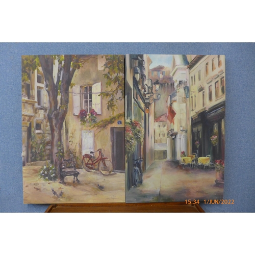 274 - A pair of Parisian scene canvas prints