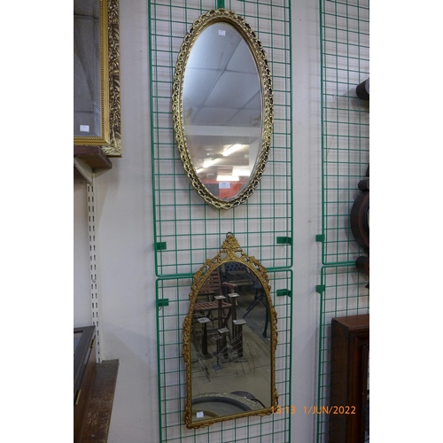 298 - A gilt metal framed mirror and one other