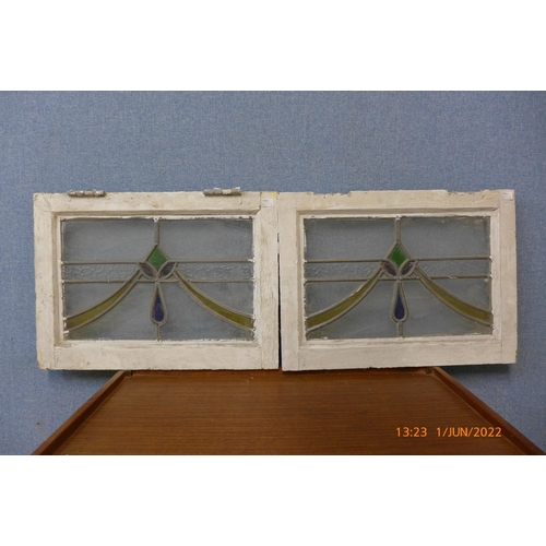 308 - A pair of Art Deco stained glass windows