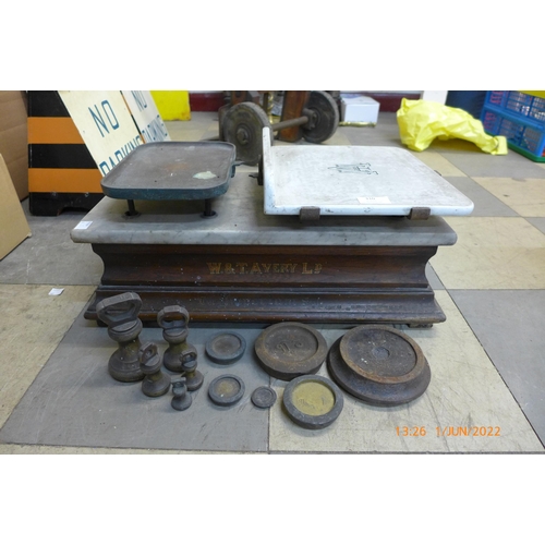 310 - A set of vintage W&T Avery Ltd. scales and weights