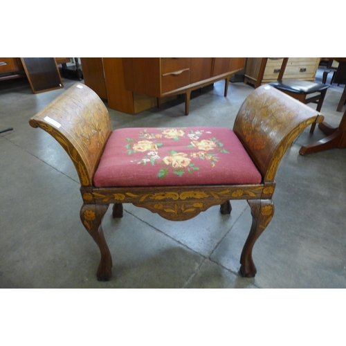 43 - A small 19th Century Dutch marquetry inlaid rosewood window seat