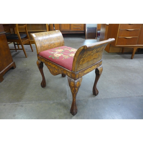 43 - A small 19th Century Dutch marquetry inlaid rosewood window seat