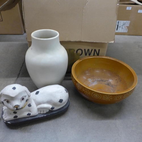 1062 - A collection of items including a metal jug, vase, candlestick, bowls, etc. **PLEASE NOTE THIS LOT I... 