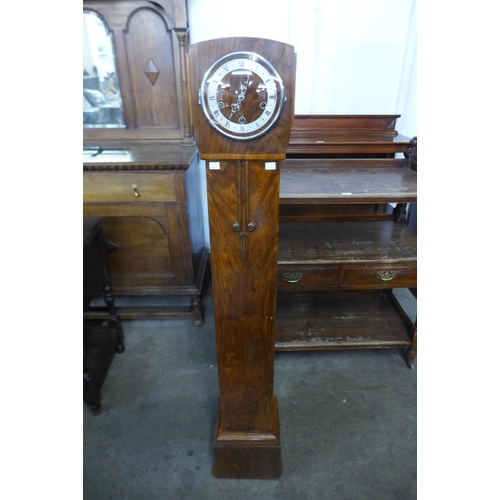 127A - An Art Deco walnut dwarf longcase clock