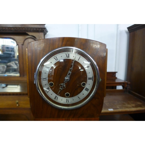 127A - An Art Deco walnut dwarf longcase clock