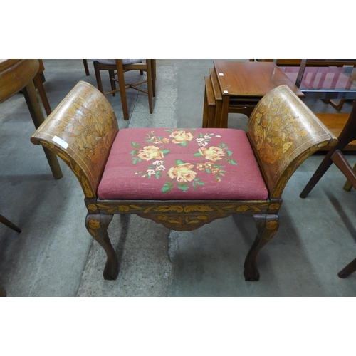 154 - A small 19th Century Dutch marquetry inlaid rosewood window seat