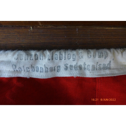 402 - A large German WWII Third Reich Naval flag, maker Johan Liebieg Sudetenland, 250 x 150cm