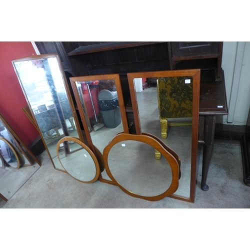 55F - Five teak framed mirrors