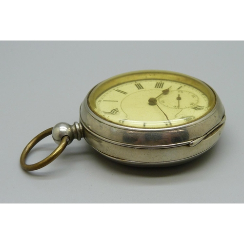 1002 - A pocket watch, the case marked Argentan