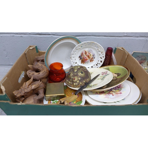 1049 - Two boxes of Lilliput Lane cottages, decorative plates and ornaments **PLEASE NOTE THIS LOT IS NOT E... 