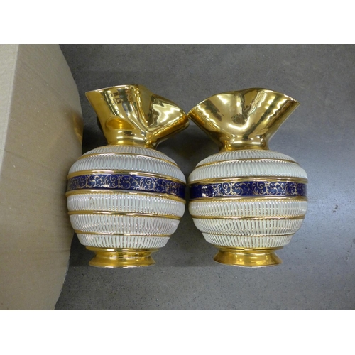 1060 - Two Florentine Italy vases and an Royal Adderley Cornflower china tea set **PLEASE NOTE THIS LOT IS ... 