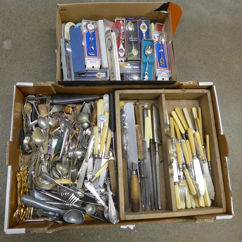 1063 - A large collection of flatware, a cutlery tray/box and a collection of souvenir spoons **PLEASE NOTE... 