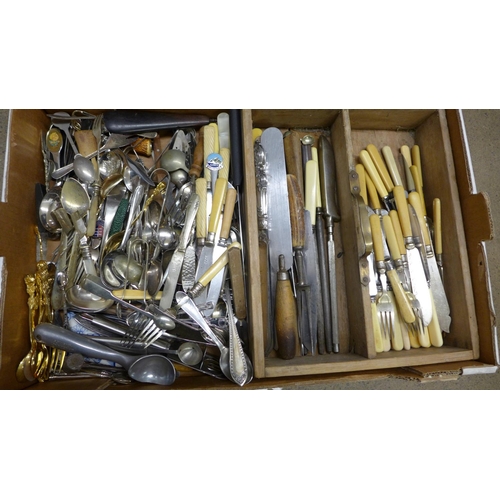 1063 - A large collection of flatware, a cutlery tray/box and a collection of souvenir spoons **PLEASE NOTE... 