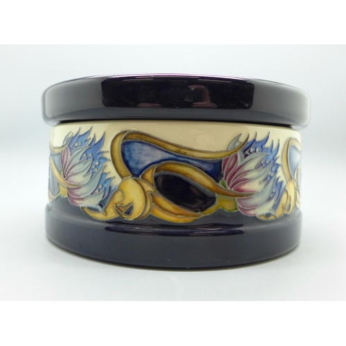 612 - A Moorcroft Cornflower Cavalcade lidded jar, limited edition 44/150, designed by Vicky Lovatt, boxed... 