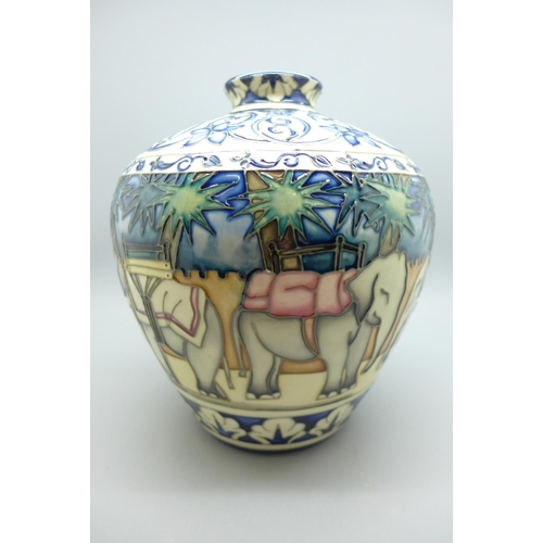 614 - A Moorcroft Kerala vase, designed by Beverley Wilkes, limited edition 176/500, 16cm, boxed, £235 whe... 