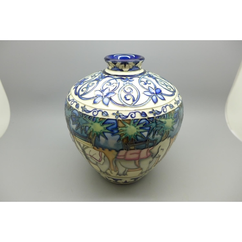 614 - A Moorcroft Kerala vase, designed by Beverley Wilkes, limited edition 176/500, 16cm, boxed, £235 whe... 