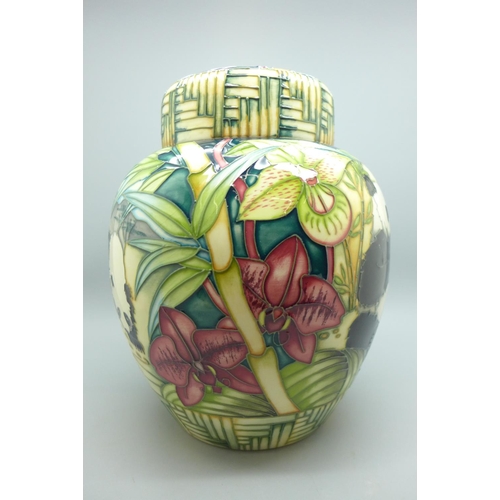 618 - A Moorcroft Giant Panda ginger jar, designed by Sian Leeper, limited edition 38/150, 20cm, boxed, RR... 