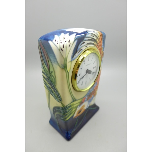 619 - A Moorcroft Quiet Waters clock, 15cm