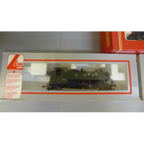 643 - Two Lima locomotives; 9401 and 59102 and a Hornby R760 GWR 0-6-0 Pt Class 2721, all boxed