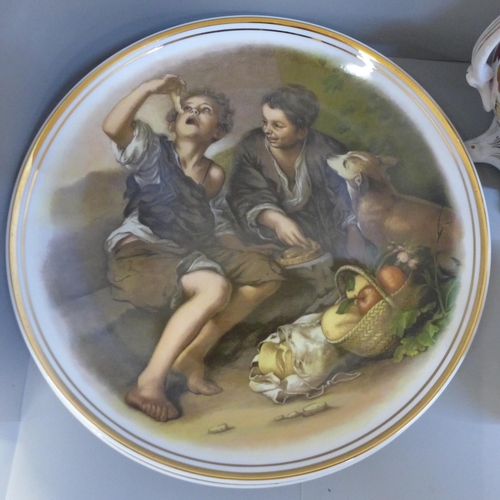 670 - Three Fenton China Company pictorial plates, two Royal Worcester collector's plates, two chintz jugs... 