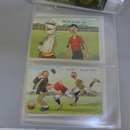 697 - Football related postcards with early Real Photographic cards of teams, comic (early to modern) etc,... 