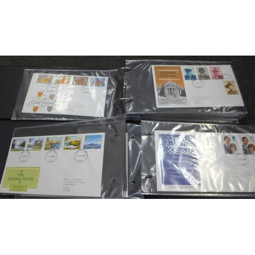 713 - Stamps - GB first day covers in 5 albums, all clean covers with typed or no address