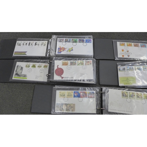 713 - Stamps - GB first day covers in 5 albums, all clean covers with typed or no address