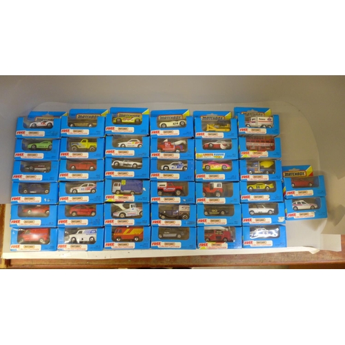 751 - Thirty eight light blue box Matchbox die cast model vehicles, boxed