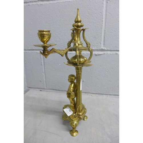 790 - A brass Blackamoor candelabra, 37cm