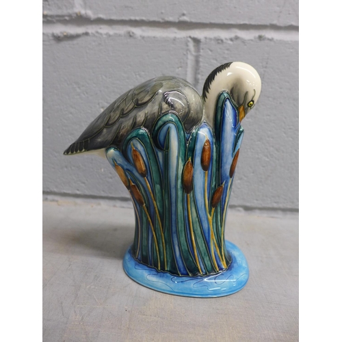 792 - A Moorcroft Heron, designed by Emma Bossons/Robert Tabbenor, 19cm, £328 when new