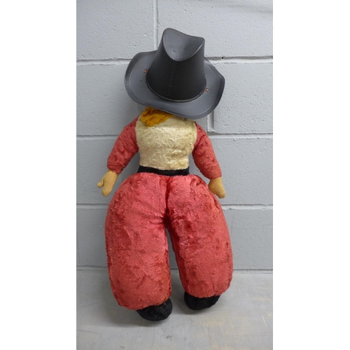 795 - A vintage 1930's/40's paper mache and plush straw filled 'Cowboy Joe' doll - 30