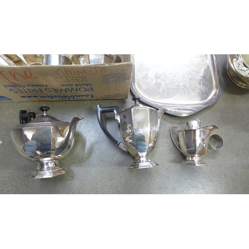 808 - A four piece silver plated tea service and other silver plate **PLEASE NOTE THIS LOT IS NOT ELIGIBLE... 