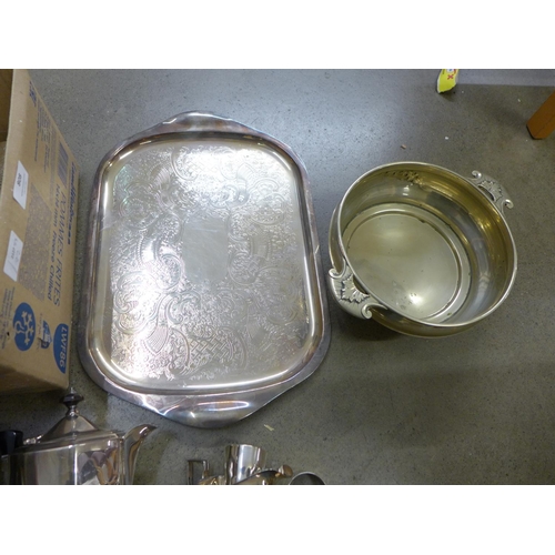 808 - A four piece silver plated tea service and other silver plate **PLEASE NOTE THIS LOT IS NOT ELIGIBLE... 